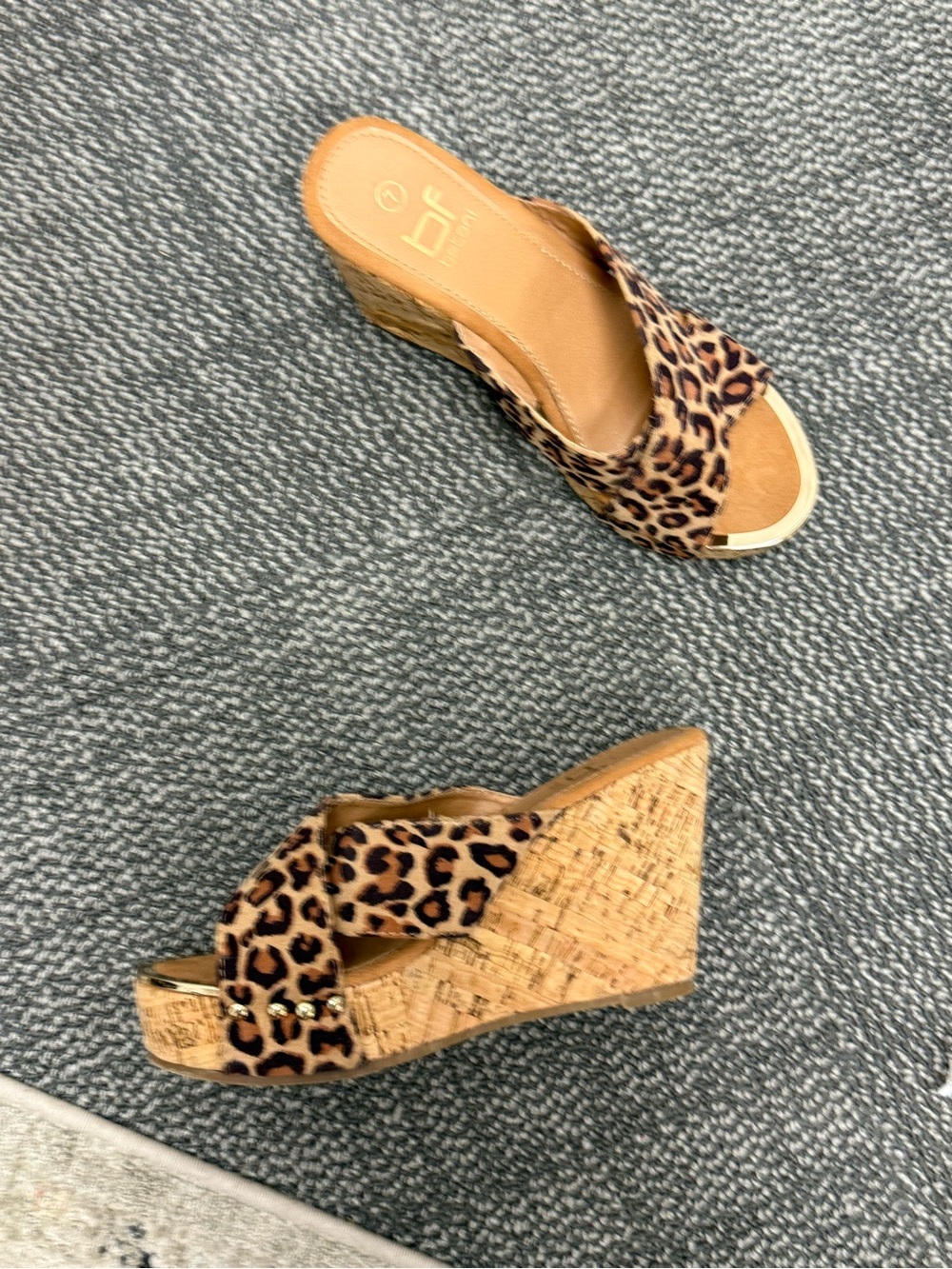 Leopard Print Cork Wedge Sandals - Women - Picture 3 of 4